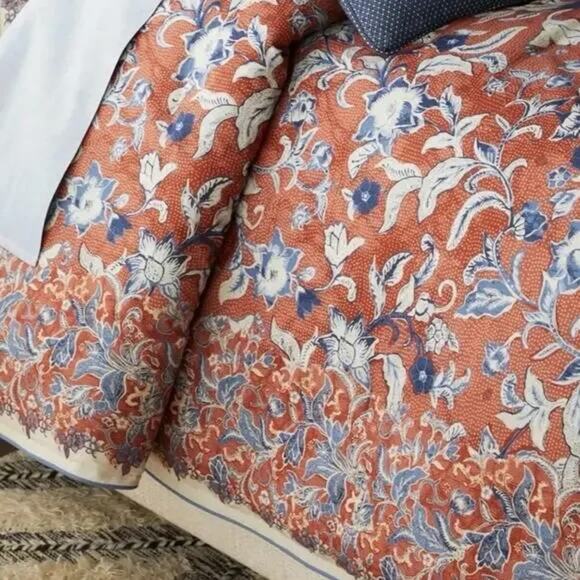 Ralph Lauren Luxury Mirabelle Full Queen Duvet Terracotta 92” x 96" NEW Preppy - Picture 2 of 9